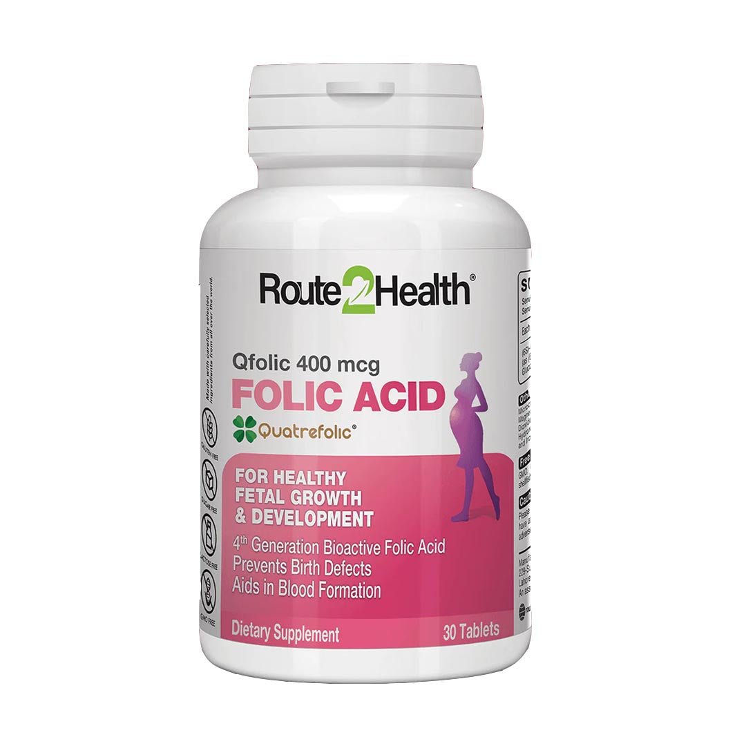 QFolic_FolicAcid_400mcg-Route2Health.jpg ROUTE TO HEALTH QFOLIC 400MCG FOLIC ACID - Image 1